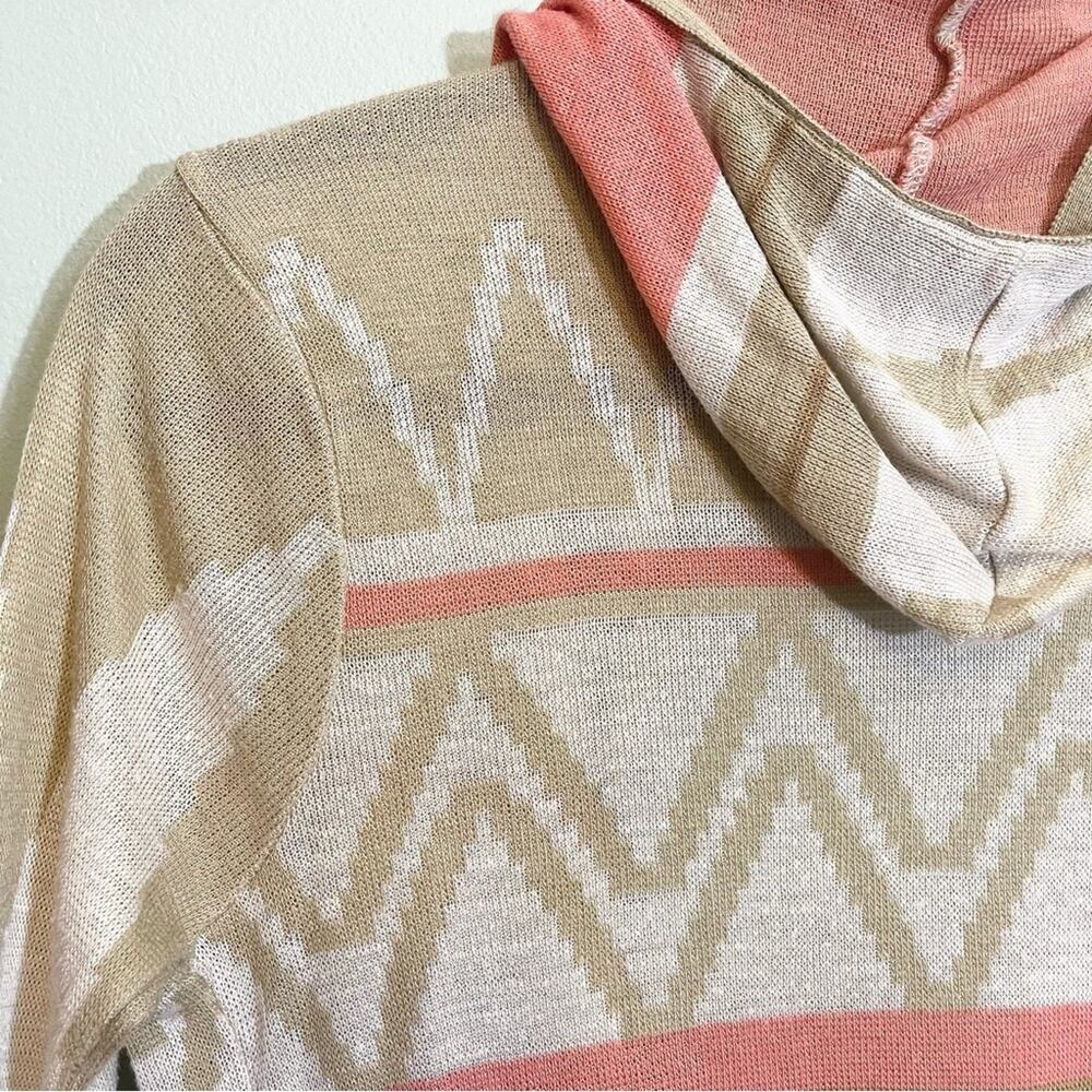 Derek Heart Tribal Print Open Front Long Sleeve Hooded Cardigan Sweater Large - Picture 4 of 13